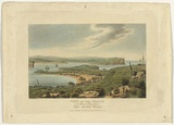 Artist: b'LYCETT, Joseph' | Title: b'View of the Heads, at the Entrance to Port Jackson, New South Wales' | Date: 1824 | Technique: b'etching and aquatint, printed in black ink, from one copper plate; hand- coloured'
