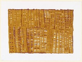 Artist: b'RED HAND PRINT' | Title: b'Basket weave motif - yellow ochre over red ochre' | Date: 1998, 3 July | Technique: b'screenprint, printed in colour, from two stencils'