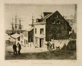 Artist: LINDSAY, Lionel | Title: The sailor's boarding house | Date: 1925 | Technique: etching, drypoint, printed in black ink with plate-tone, from one plate | Copyright: Courtesy of the National Library of Australia