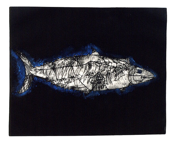 Artist: b'Shepherdson, Gordon.' | Title: b'The Mackerel: Number six' | Date: 1979 | Technique: b'etching and aquatint, printed in colour with plate-tone, from one plate'