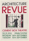 Artist: UNKNOWN (UNIVERSITY OF QUEENSLAND STUDENT WORKSHOP) | Title: Architecture Review: Cement Box Theatre | Date: 1981 | Technique: screenprint, printed in colour, from multiple stencils