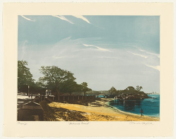 Artist: b'GRIFFITH, Pamela' | Title: b'Balmoral Beach' | Date: 1985 | Technique: b'hardground-etching and aquatint, printed in colour, from two copper plates' | Copyright: b'\xc2\xa9 Pamela Griffith'