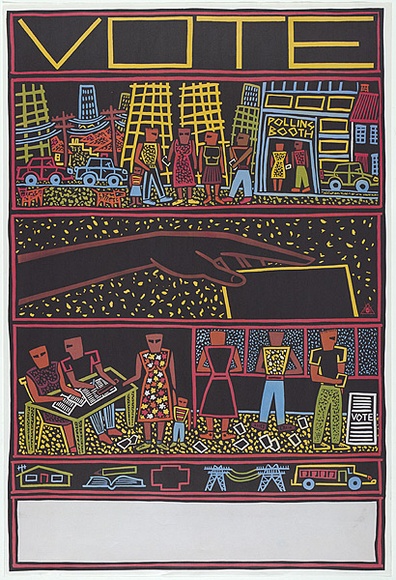 Title: b'Vote - Urban' | Date: 1989 | Technique: b'screenprint, printed in colour, from five stencils'
