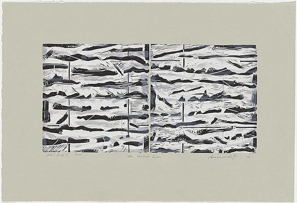 Artist: b'Leti, Bruno.' | Title: b'The Neilson lines' | Date: 1997 | Technique: b'linocut, printed in colour, from multiple blocks'