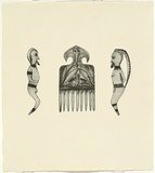 Title: Not titled [comb and two figures] | Technique: etching, printed in black ink, from three shaped plates