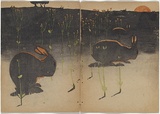 Artist: b'Teague, Violet.' | Title: b'not titled [four rabbits and grass] [part image]' | Date: 1905 | Technique: b'woodcut, printed in black ink in the Japanese manner, from two blocks'