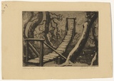 Artist: b'TRAILL, Jessie' | Title: b'Little sheep bridge, winter' | Date: 1939 | Technique: b'aquatint and etching, printed in black ink with plate-tone, from one plate'