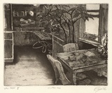 Artist: b'Dickson, Clive.' | Title: b'Clifton Hill' | Date: 1986 | Technique: b'etching and aquatint, printed in black ink, from one plate'