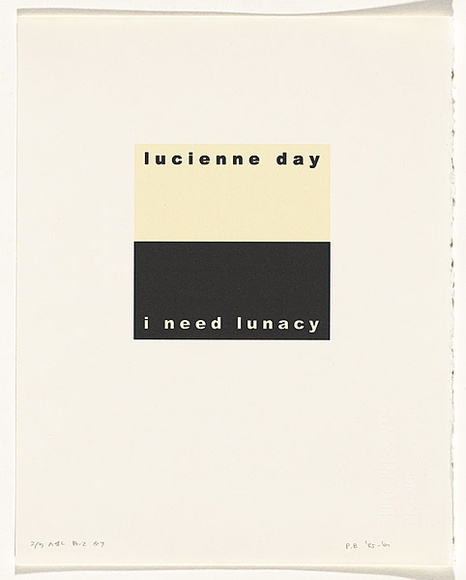 Artist: b'Burgess, Peter.' | Title: b'lucienne day: i need lunacy.' | Date: 2001 | Technique: b'computer generated inkjet prints, printed in colour, from digital file'