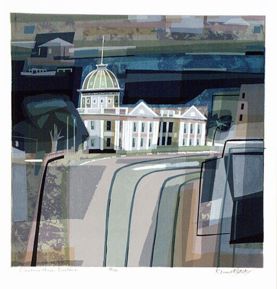 Artist: b'Jack, Kenneth.' | Title: b'Customs House, Brisbane' | Date: 1965 | Technique: b'screenprint, printed in colour, from 12 stencils' | Copyright: b'\xc2\xa9 Kenneth Jack. Licensed by VISCOPY, Australia'