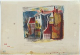 Artist: BARWELL, Geoff | Title: Victoriana, North Melbourne. | Date: 1954 | Technique: lithograph, printed in colour, from five plates