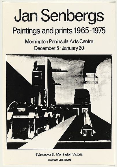 Artist: b'Senbergs, Jan.' | Title: b'Jan Senbergs. Paintings and prints 1965 - 1975.' | Date: 1975 | Technique: b'photo-screenprint, printed in colour, from multiple stencils' | Copyright: b'\xc2\xa9 Jan Senbergs. Licensed by VISCOPY, Australia'