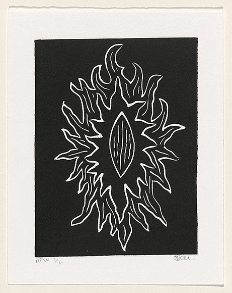 Artist: b'Green, Jillian.' | Title: b'not titled [linear abstract oblong]' | Date: 1999, November | Technique: b'linocut, printed in black ink, from one block'