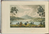 Artist: LYCETT, Joseph | Title: Mount Dromedary, Van Dieman's Land. | Date: 1825 | Technique: etching, aquatint and roulette, printed in black ink, from one copper plate; hand-coloured
