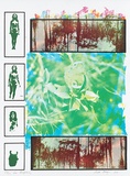 Artist: b'MEYER, Bill' | Title: b'Lee unfolding' | Date: 1974 | Technique: b'screenprint, printed in nine colours, from nine screens (indirect film and hand-cut with half tone photos)' | Copyright: b'\xc2\xa9 Bill Meyer'