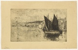 Artist: LONG, Sydney | Title: Fishing boats, Whitby [1]. | Date: 1918 | Technique: etching printed in warm black ink, from one plate | Copyright: Reproduced with the kind permission of the Ophthalmic Research Institute of Australia