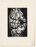 Artist: AMOR, Rick | Title: not titled (two hands meeting). | Date: 1976 | Technique: linocut, printed in black ink, from one plate