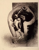 Artist: b'Graham, Geoffrey.' | Title: b'Small figure embraced by large figure' | Date: c.1938 | Technique: b'lithograph, printed in black ink, from one stone [or plate]'