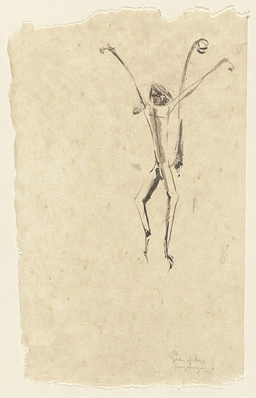Artist: MACQUEEN, Mary | Title: Spider monkey | Date: 1977 | Technique: transfer-lithograph and lithograph, printed in colour, from two plates in brown and black ink | Copyright: Courtesy Paulette Calhoun, for the estate of Mary Macqueen
