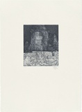 Title: b'Bayon, towers and relief' | Date: 1999 | Technique: b'etching and aquatint, printed in blue/black ink, from one plate'