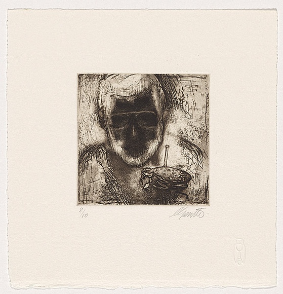 Artist: b'Gentle, Christopher.' | Title: b'Self portrait' | Date: c.2003 | Technique: b'etching and aquatint, printed in black ink, from one plate'