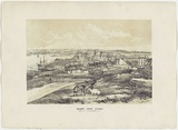 Artist: b'PROUT, John Skinner' | Title: bMiller's point, Sydney, from the Flag Staff hill | Date: 1842 | Technique: b'lithograph, printed in colour, from two stones (black and brown tint stone); letterpress text'