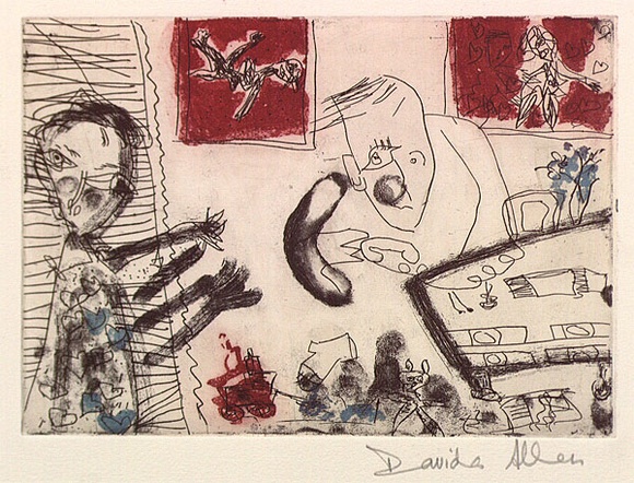 Artist: b'Allen, Davida' | Title: b'What is reality here? What is fantasy?' | Date: 1991, July - September | Technique: b'etching, softground and aquatint printed in colour, from three plates'