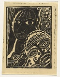 Artist: b'Weitzel, Frank.' | Title: b'The mask' | Date: c.1930 | Technique: b'linocut, printed in black ink, from one block'