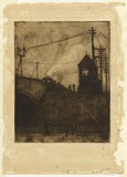 Artist: TRAILL, Jessie | Title: The signal-box. | Date: 1910 | Technique: etching, drypoint and foul biting, printed in warm brown ink with plate-tone, from one plate