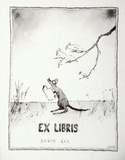 Artist: b'Leunig, Michael.' | Title: b'Bookplate: David Ell' | Technique: b'offset-lithograph, printed in black ink'