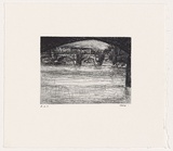 Artist: Pata, Daniel. | Title: not titled [view of bridge, waterway and town from underneath a bridge]. | Date: 2002 | Technique: etching, printed in black ink with plate-tone, from one plate