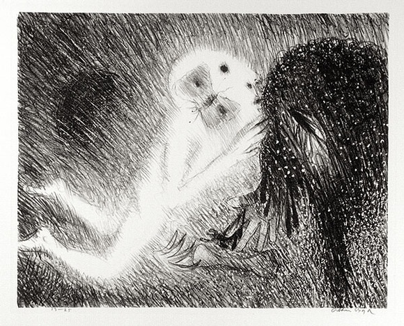 Artist: b'BOYD, Arthur' | Title: b'St Francis kissing the Wolf of Gubbio.' | Date: (1965) | Technique: b'lithograph, printed in black ink, from one plate' | Copyright: b'Reproduced with permission of Bundanon Trust'