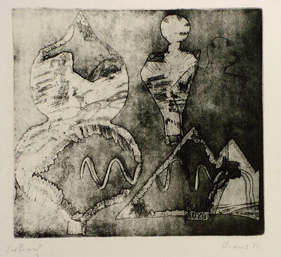 Artist: b'SHEARER, Mitzi' | Title: b'Double image' | Date: 1980 | Technique: b'etching, printed in black ink, from one  plate'