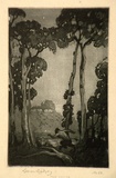 Artist: LINDSAY, Lionel | Title: The satyr | Date: 1916 | Technique: etching and aquatint, printed in blue-black ink, from one plate | Copyright: Courtesy of the National Library of Australia