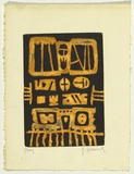 Artist: b'SELLBACH, Udo' | Title: b'(Dials)' | Date: (1965) | Technique: b'etching printed in black and orange from two plates'