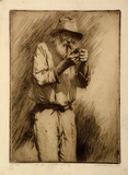 Artist: FRIEDENSEN, Thomas | Title: The man from Burrywang. | Date: 1925 | Technique: etching and drypoint, printed in black ink, from one plate