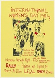 Artist: UNKNOWN (UNIVERSITY OF QUEENSLAND STUDENT WORKSHOP) | Title: International Women's Day, 1981 | Date: 1981 | Technique: screenprint, printed in colour, from two stencils