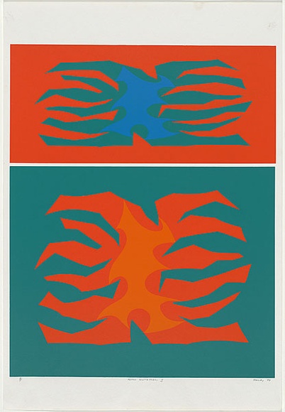 Artist: b'Hardy, Cecil.' | Title: b'Form mutation II' | Date: 1969 | Technique: b'screenprint, printed in colour, from four stencils'