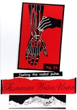 Artist: b'ARNOLD, Raymond' | Title: b'Feeling the radial pulse. Tasmanian Writers Union.' | Date: 1984 | Technique: b'screenprint, printed in colour, from two stencils'