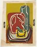 Artist: b'Aldor, Christine.' | Title: b'Still life.' | Date: c.1953 | Technique: b'linocut, printed in colour, from multiple blocks'