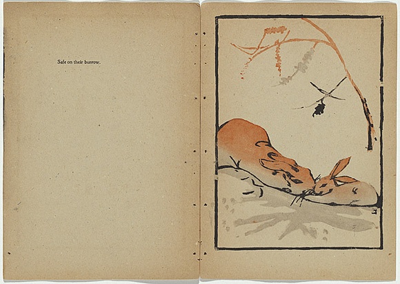 Artist: b'Rede, Geraldine.' | Title: b'not titled [one large and one small rabbit with noses touching]' | Date: 1905 | Technique: b'woodcut, printed in multiple colour in the Japanese manner, from three blocks' | Copyright: b'\xc2\xa9 Violet Teague Archive, courtesy Felicity Druce'