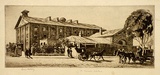 Artist: b'LINDSAY, Lionel' | Title: b'Old Barracks, Hyde Park' | Date: 1912 | Technique: b'etching and aquatint, printed in brown ink with plate-tone in brown ink, from one plate' | Copyright: b'Courtesy of the National Library of Australia'