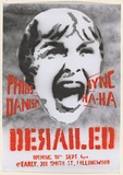 Artist: HAHA, | Title: Derailed. | Date: 2003 | Technique: stencil, printed in black, grey and orange ink, from multiple stencils