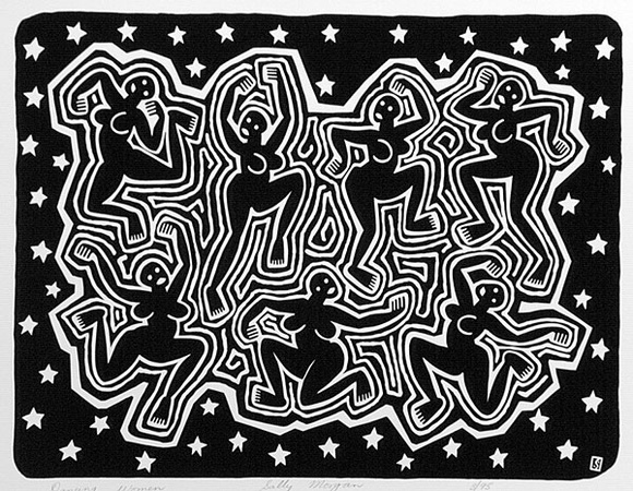 Artist: Morgan, Sally. | Title: Dancing women | Date: 1988 | Technique: screenprint, printed in black ink, from one stencil