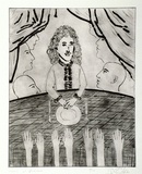 Artist: b'Walker, Deborah.' | Title: b'Louis at dinner' | Date: c.1990 | Technique: b'drypoint, printed in black ink with plate-tone, from one plate' | Copyright: b'\xc2\xa9 Deborah Walker. Licensed by VISCOPY, Australia'