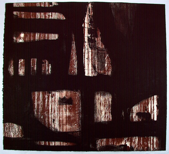 Artist: b'Danaher, Suzanne.' | Title: b'Black and tan' | Date: 1995, August | Technique: b'woodcut and carborundum collagraph, printed in black and brown ink, from one block and one plate'