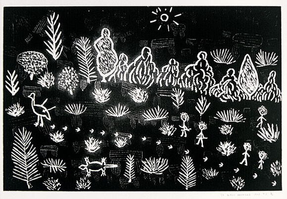 Artist: b'Kemarre, Patsy.' | Title: b'not titled [No.69]' | Date: 1990 | Technique: b'woodcut, printed in black ink, from one block'