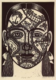 Artist: b'Klein, Deborah.' | Title: bD'oyley face | Date: 1997 | Technique: b'linocut, printed in black ink, from one block'