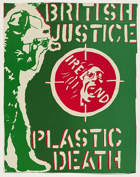 Artist: b'Friedman, Brook.' | Title: b'British Justice - Ireland - plastic death.' | Technique: b'screenprint, printed in colour, from two stencils'