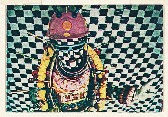 Artist: b'McDiarmid, David.' | Title: b'not titled [Afro-American with necklaces]: postcard from the series Urban Tribalwear.' | Date: (1980) | Technique: b'photocopy, printed in colour' | Copyright: b'Courtesy of copyright owner, Merlene Gibson (sister)'